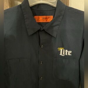 Red Kap Navy Blue Men's Casual Button Down Miller Lite Shirt size 3xl